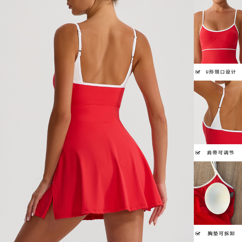Badminton Outfit - Tennisjurk met shorts voor dames, mouwloos,